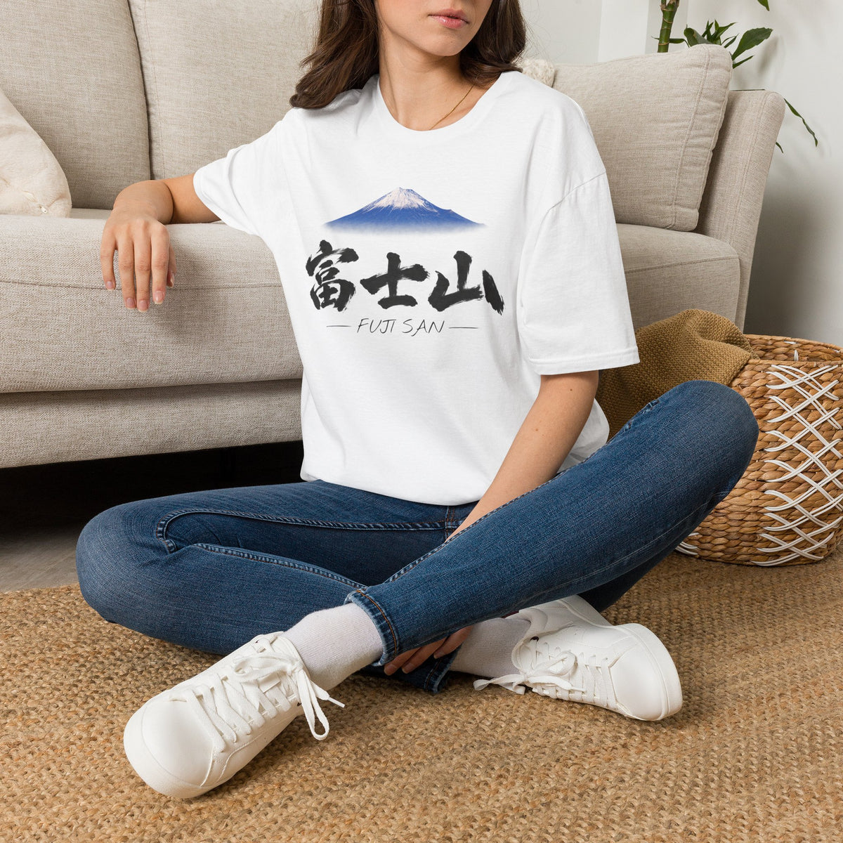 富士山 Mount Fuji T-Shirt | Japanese Calligraphy & Fuji San Photo Art Tee