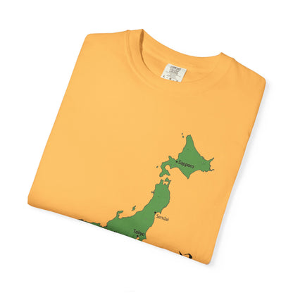日本列島マップ Tシャツ｜主要都市入り｜Japan Map｜日本｜ユニセックス コットンTシャツ
