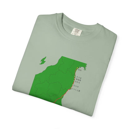 国道６号線 日本橋～仙台ルートマップ Tシャツ｜ユニセックス コットンTシャツ