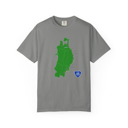国道４５号線 仙台～青森ルートマップ Tシャツ｜ユニセックス コットンTシャツ