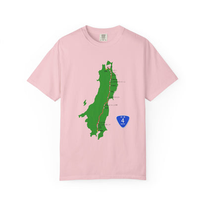 国道4号線 日本橋～青森ルートマップ Tシャツ｜ユニセックス コットンTシャツ