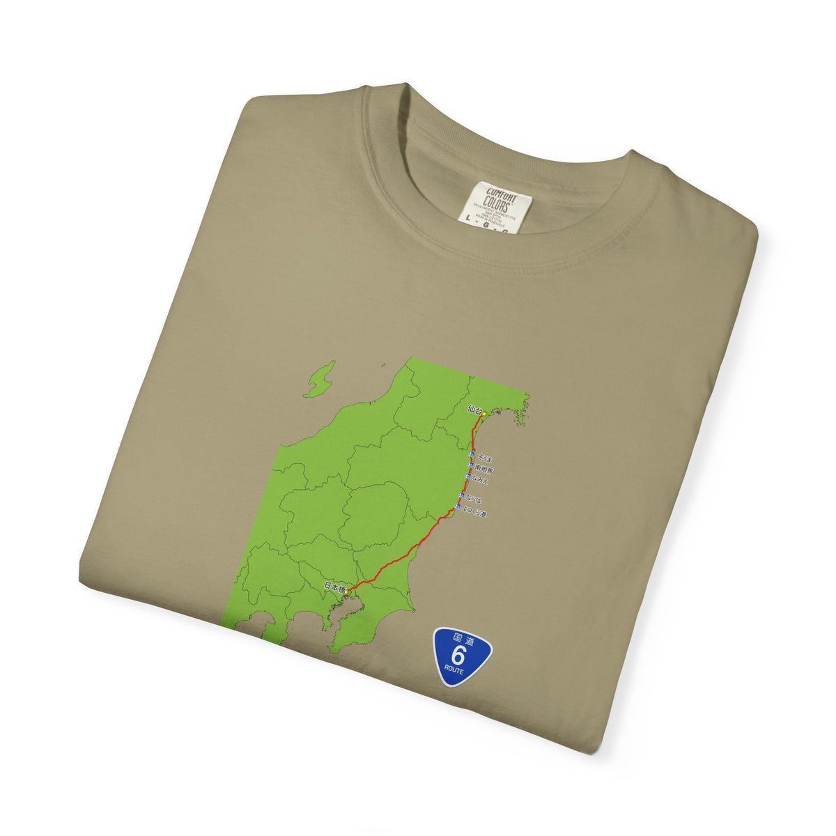 国道６号線 日本橋～仙台ルートマップ Tシャツ｜ユニセックス コットンTシャツ