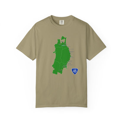 国道４５号線 仙台～青森ルートマップ Tシャツ｜ユニセックス コットンTシャツ