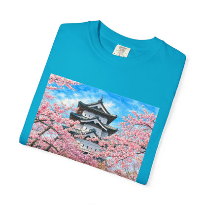 弘前城と桜 Tシャツ｜日本の春風景｜ユニセックス コットンTシャツ