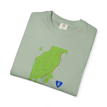 国道６号線 日本橋～仙台ルートマップ Tシャツ｜ユニセックス コットンTシャツ