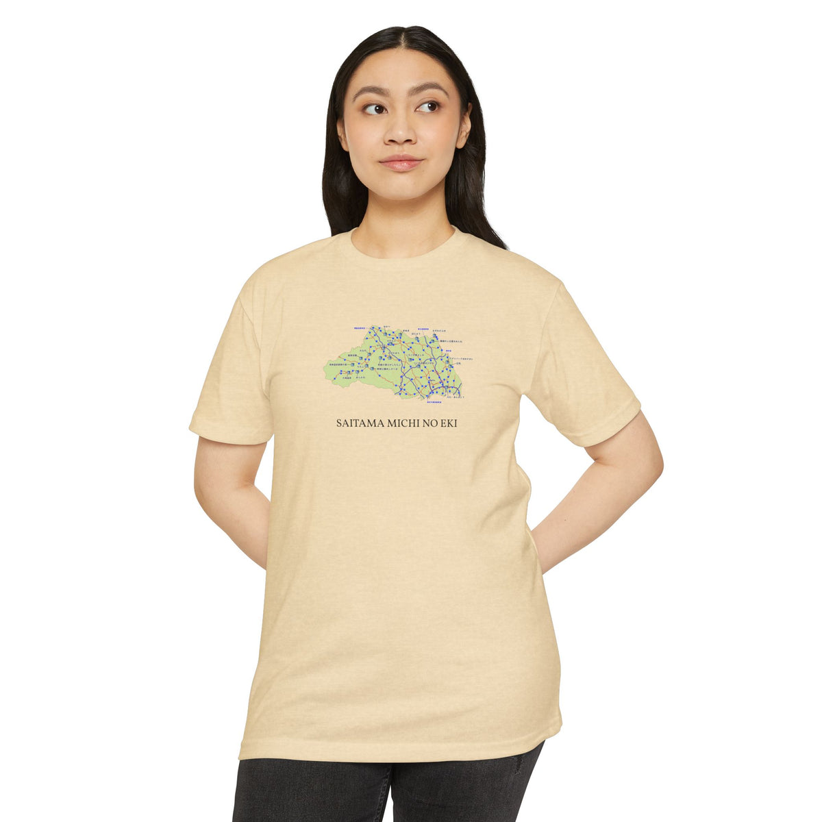 埼玉県 道の駅・道路地図Tシャツ — SAITAMA MICHI NO EKI MAP
