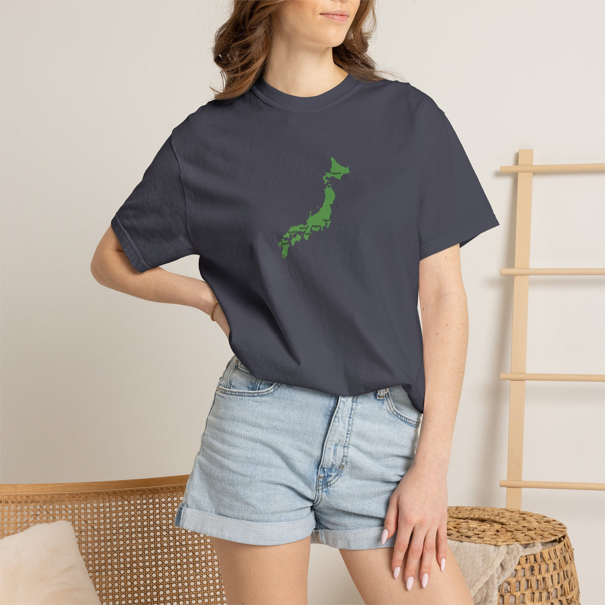 日本列島マップ Tシャツ｜主要都市入り｜Japan Map｜ユニセックス コットンTシャツ