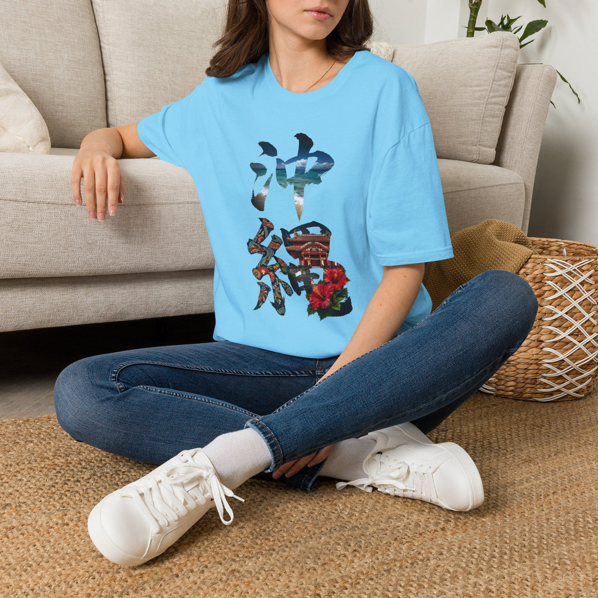 沖縄 風景漢字 Tシャツ｜大自然アート｜ユニセックス コットンTシャツ