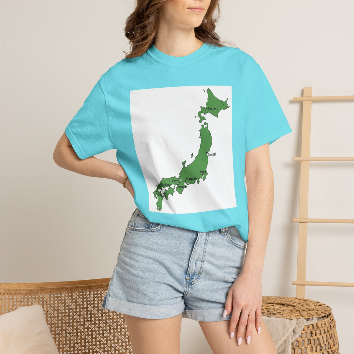 日本列島マップ Tシャツ｜主要都市入り｜Japan Map｜ユニセックス コットンTシャツ