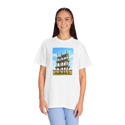 三内丸山遺跡 Tシャツ｜大型掘立柱建物｜縄文文化デザイン｜ユニセックス コットンTシャツ