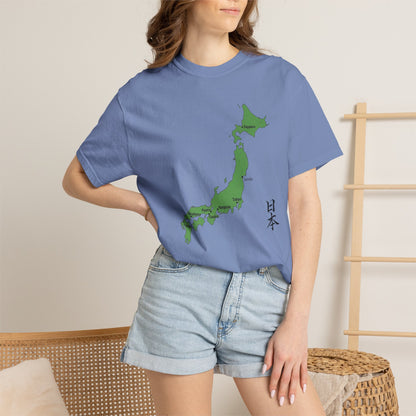 日本列島マップ Tシャツ｜主要都市入り｜Japan Map｜日本｜ユニセックス コットンTシャツ