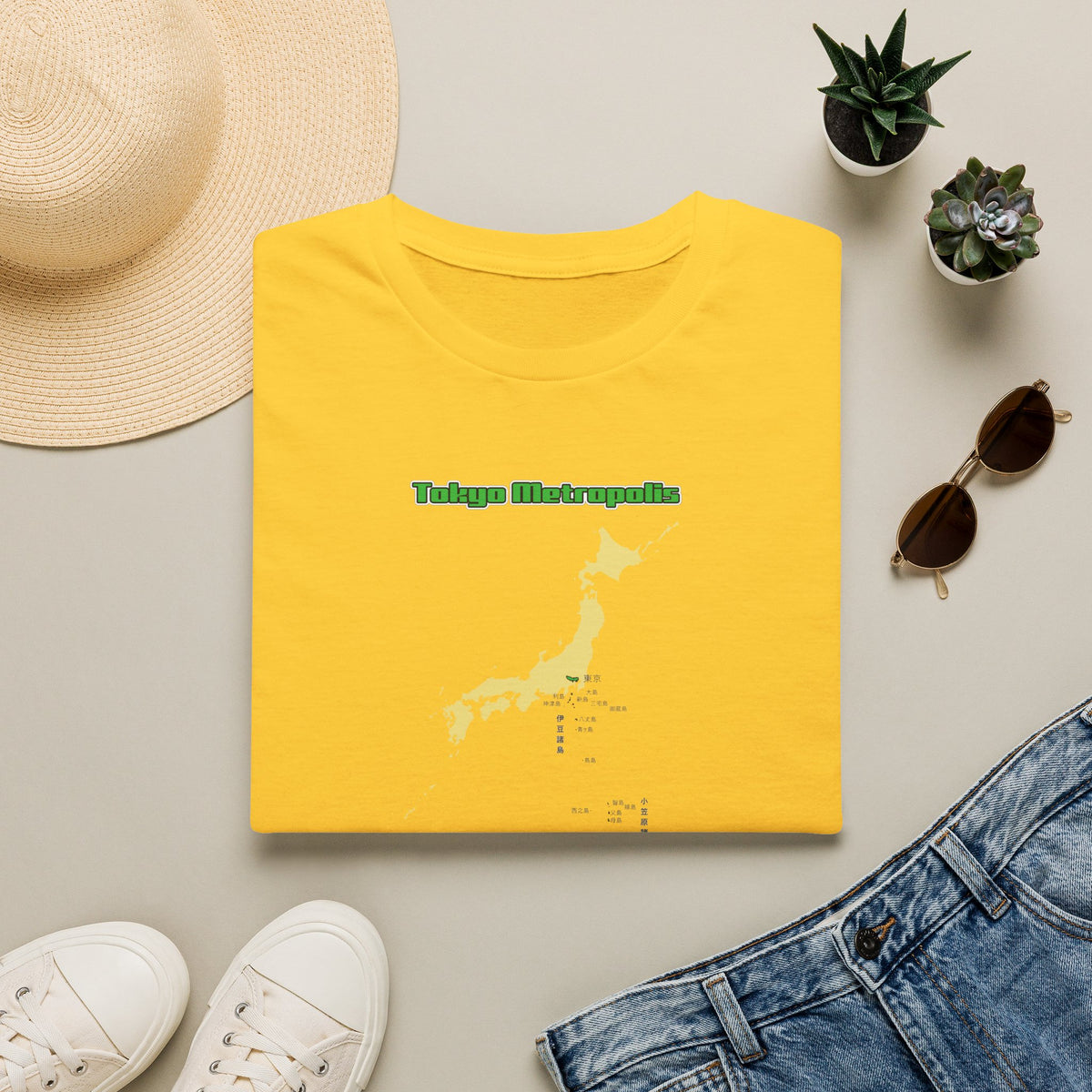 東京都 地図デザインTシャツ｜TOKYO METROPOLIS・伊豆諸島・小笠原諸島｜ユニセックス コットンTシャツ