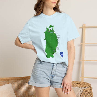 国道４５号線 仙台～青森ルートマップ Tシャツ｜ユニセックス コットンTシャツ