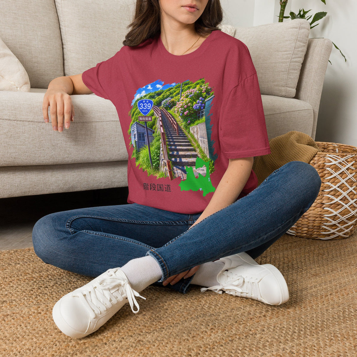 国道３３９号線　階段国道Tシャツ　 — 青森　道の駅４ヵ所ルートマップ