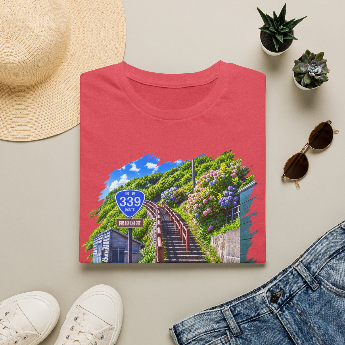 国道３３９号線　階段国道Tシャツ　 — 青森　道の駅４ヵ所ルートマップ
