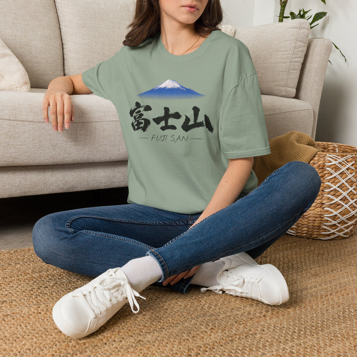 富士山 Mount Fuji T-Shirt | Japanese Calligraphy & Fuji San Photo Art Tee