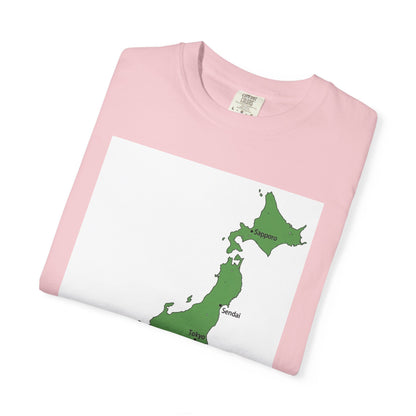 日本列島マップ Tシャツ｜主要都市入り｜Japan Map｜ユニセックス コットンTシャツ