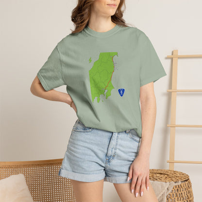 国道６号線 日本橋～仙台ルートマップ Tシャツ｜ユニセックス コットンTシャツ
