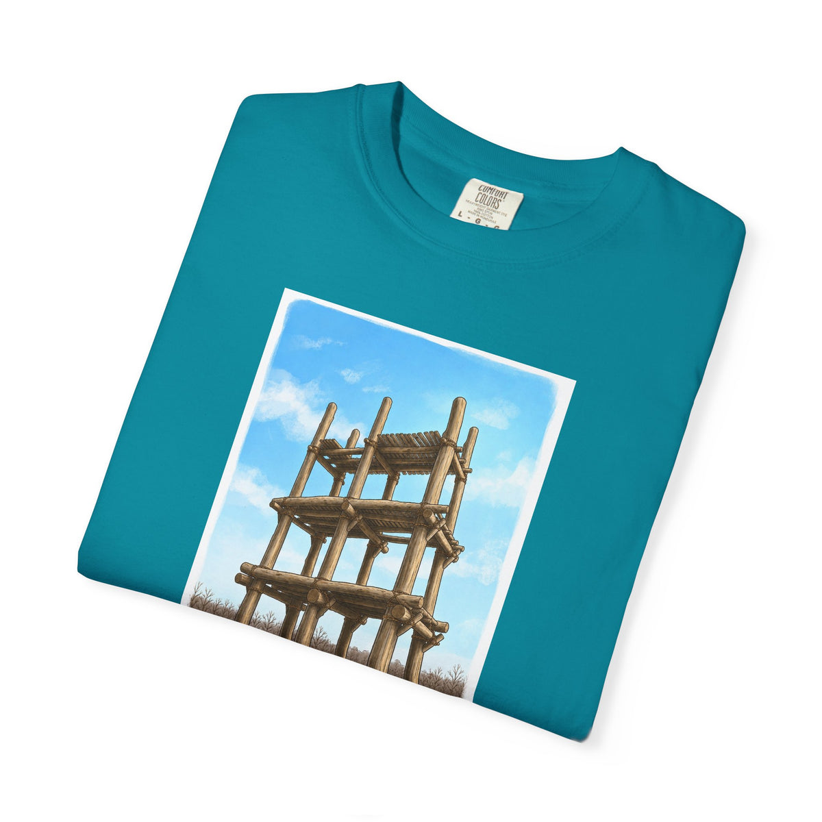 三内丸山遺跡 Tシャツ｜大型掘立柱建物｜縄文文化デザイン｜ユニセックス コットンTシャツ