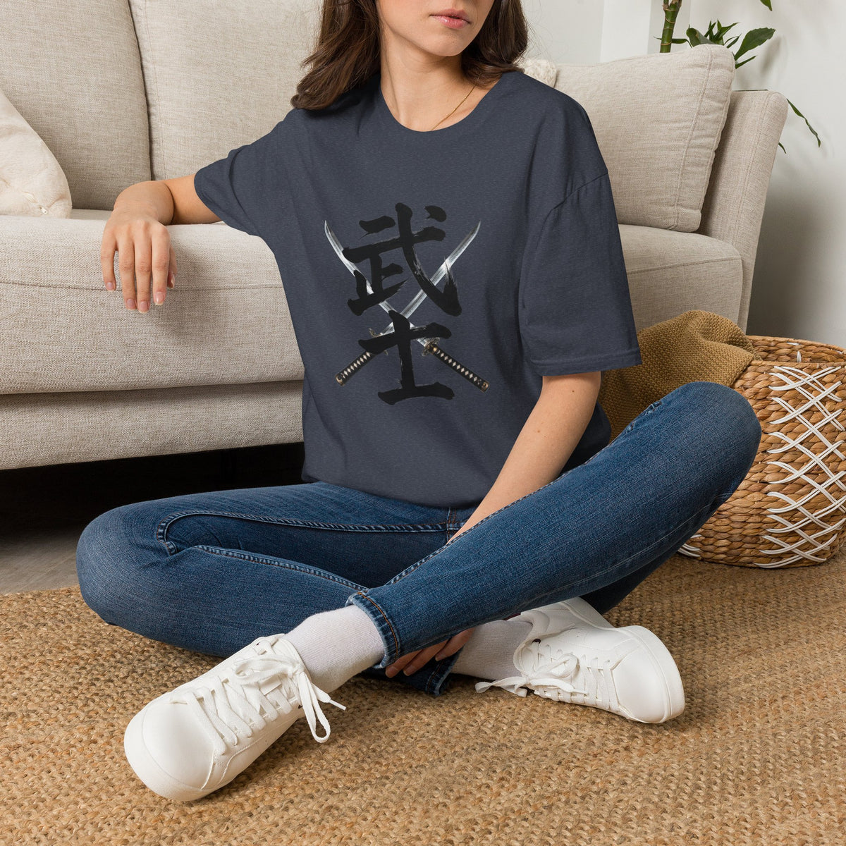 武士 漢字 Tシャツ｜戦国・日本文化｜ユニセックス コットンTシャツ