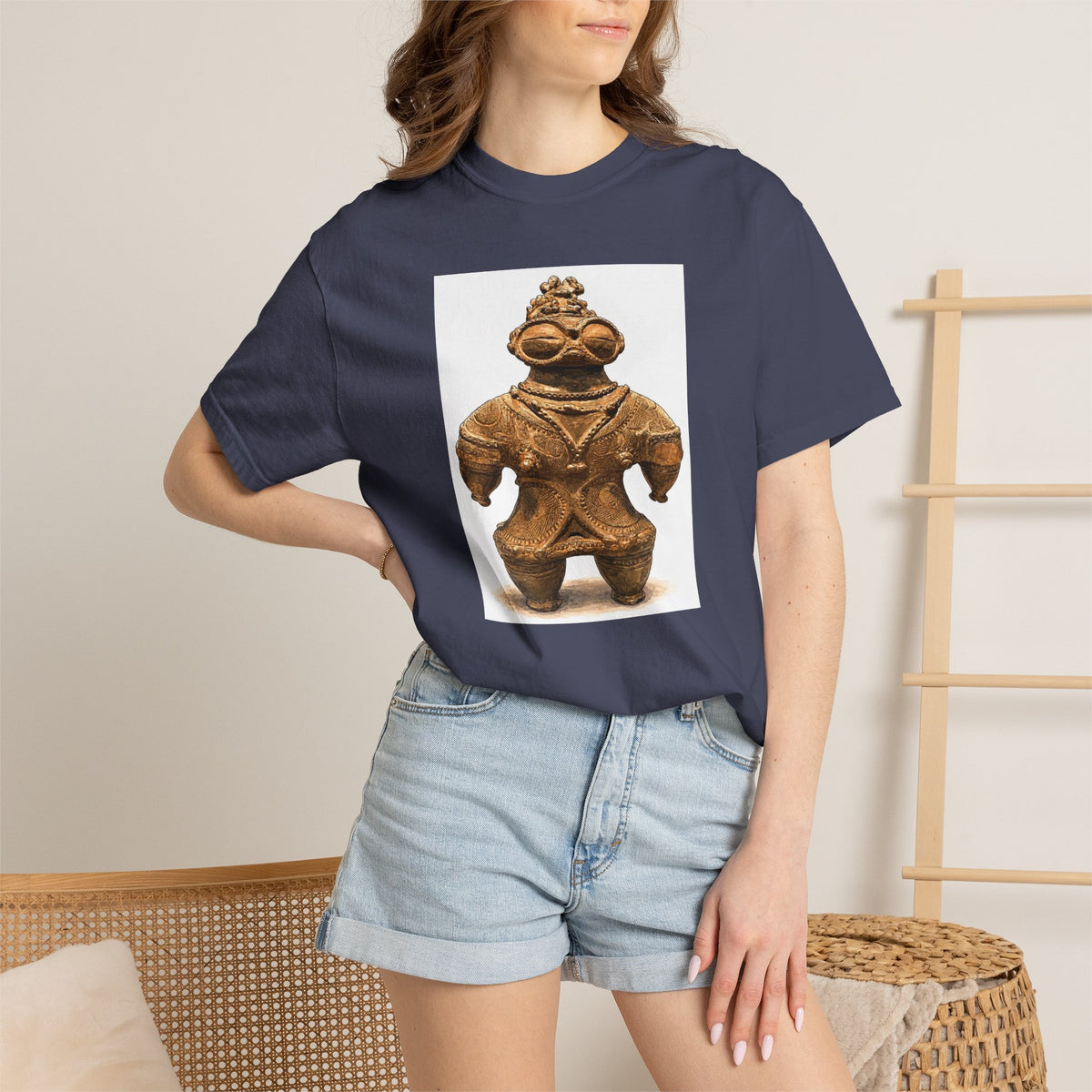 遮光器土偶 Tシャツ｜縄文文化デザイン｜ユニセックス コットンTシャツ