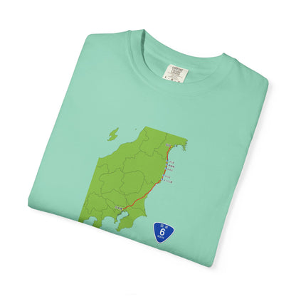 国道６号線 日本橋～仙台ルートマップ Tシャツ｜ユニセックス コットンTシャツ