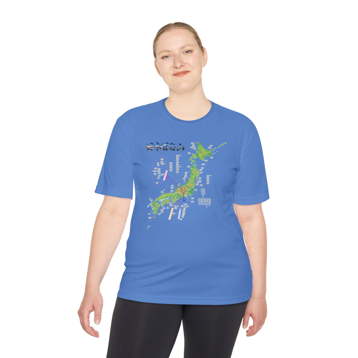 日本百名山マップTシャツ｜100名山・標高記載・速乾ユニセックス・見やすさ重視マップ・ポリエステル１００％