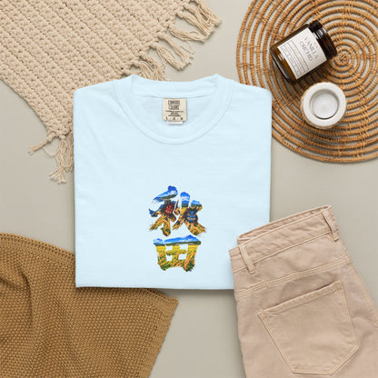 秋田　なまはげ　と　稲穂　毛筆Tシャツ｜男鹿半島・田んぼ風景デザイン