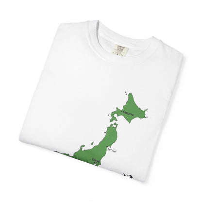 日本列島マップ Tシャツ｜主要都市入り｜Japan Map｜日本｜ユニセックス コットンTシャツ