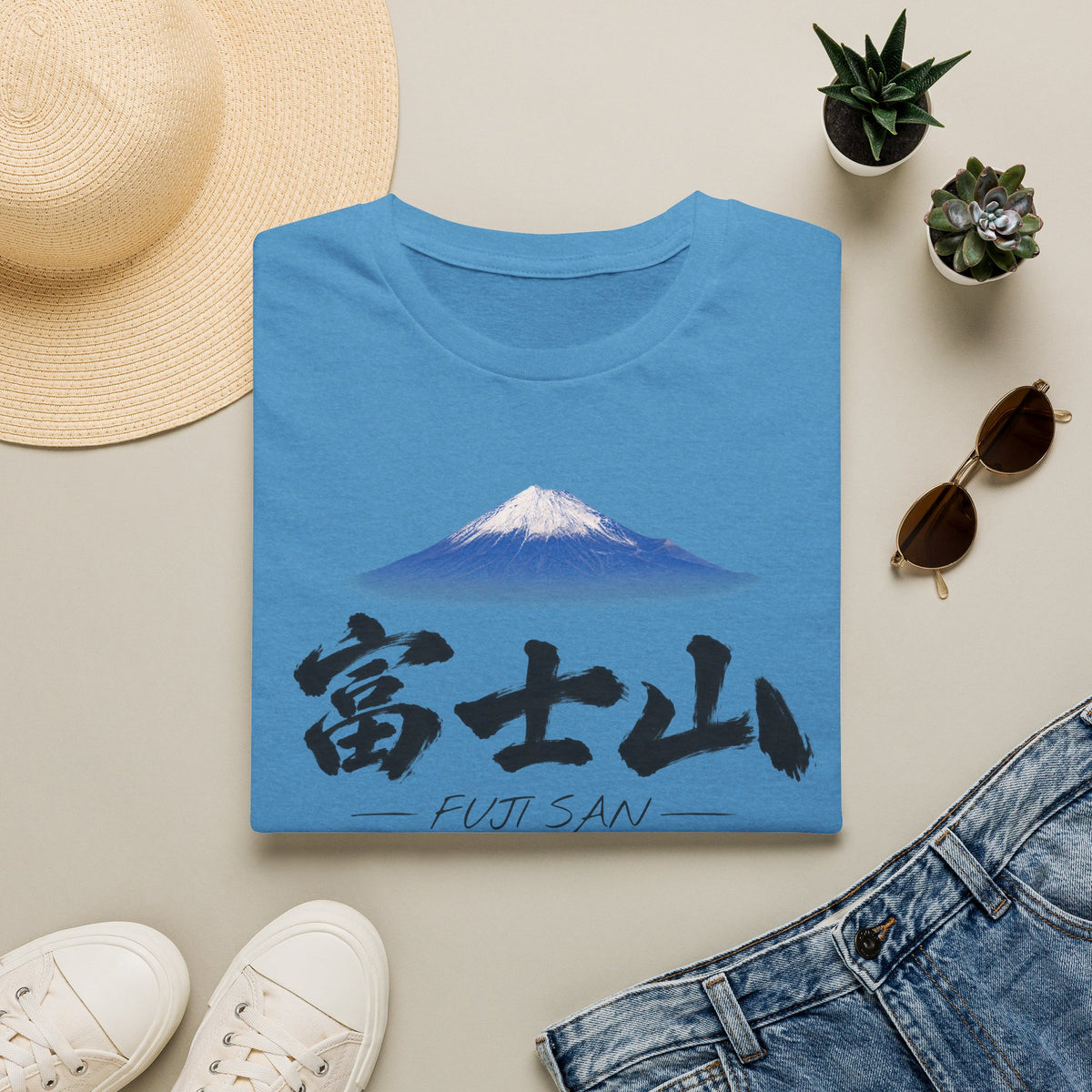富士山 Mount Fuji T-Shirt | Japanese Calligraphy & Fuji San Photo Art Tee