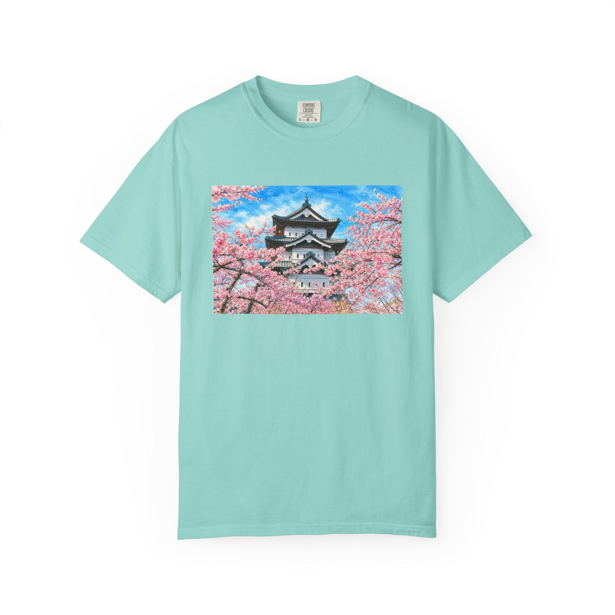 弘前城と桜 Tシャツ｜日本の春風景｜ユニセックス コットンTシャツ