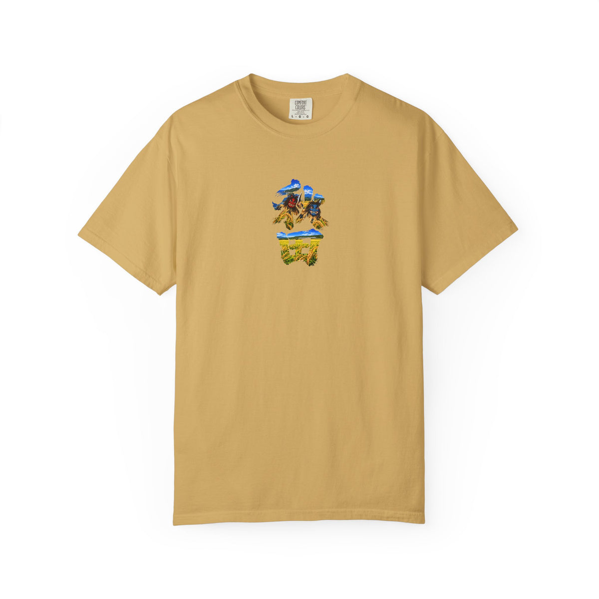 秋田　なまはげ　と　稲穂　毛筆Tシャツ｜男鹿半島・田んぼ風景デザイン