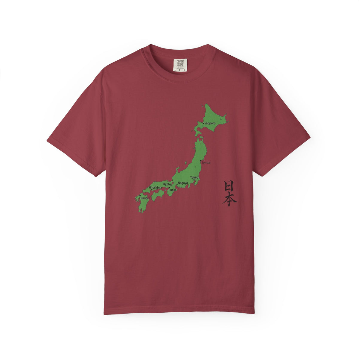 日本列島マップ Tシャツ｜主要都市入り｜Japan Map｜日本｜ユニセックス コットンTシャツ