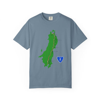国道4号線 日本橋～青森ルートマップ Tシャツ｜ユニセックス コットンTシャツ