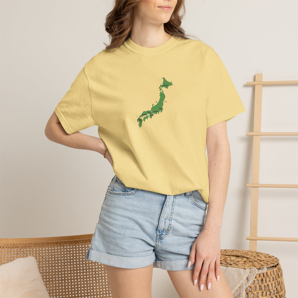 日本列島マップ Tシャツ｜主要都市入り｜Japan Map｜ユニセックス コットンTシャツ