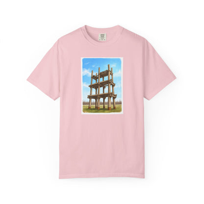 三内丸山遺跡 Tシャツ｜大型掘立柱建物｜縄文文化デザイン｜ユニセックス コットンTシャツ