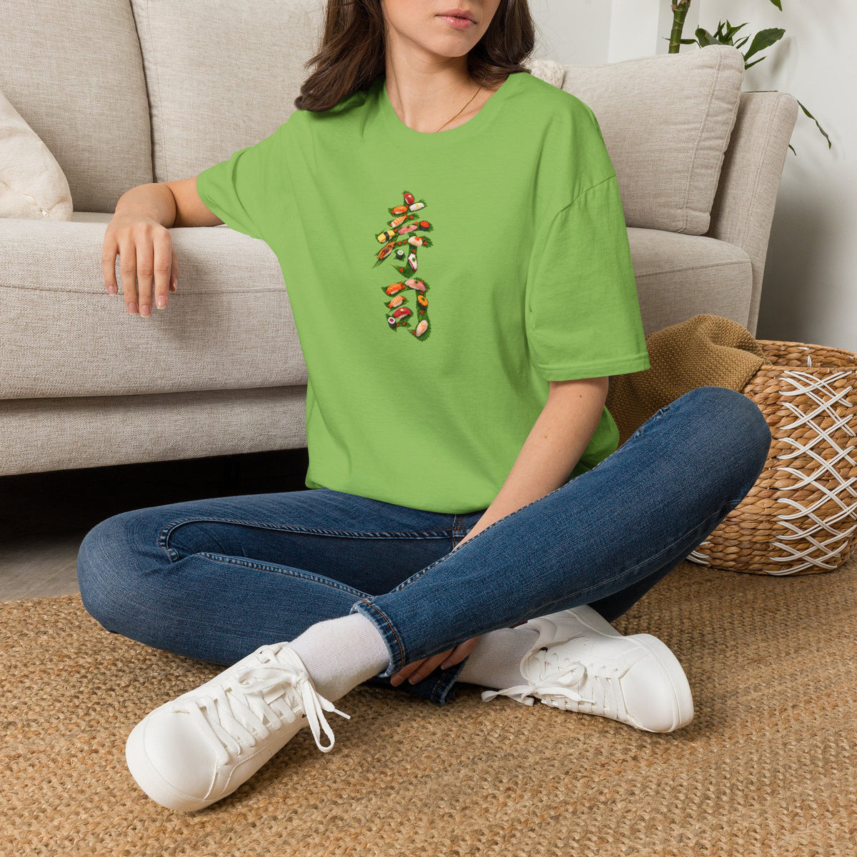 寿司 Tシャツ｜大葉と寿司で描いた漢字デザイン