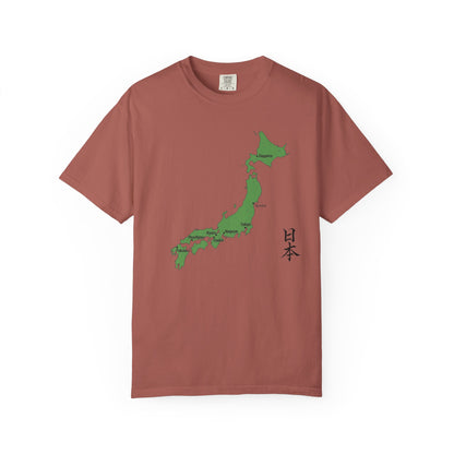 日本列島マップ Tシャツ｜主要都市入り｜Japan Map｜日本｜ユニセックス コットンTシャツ