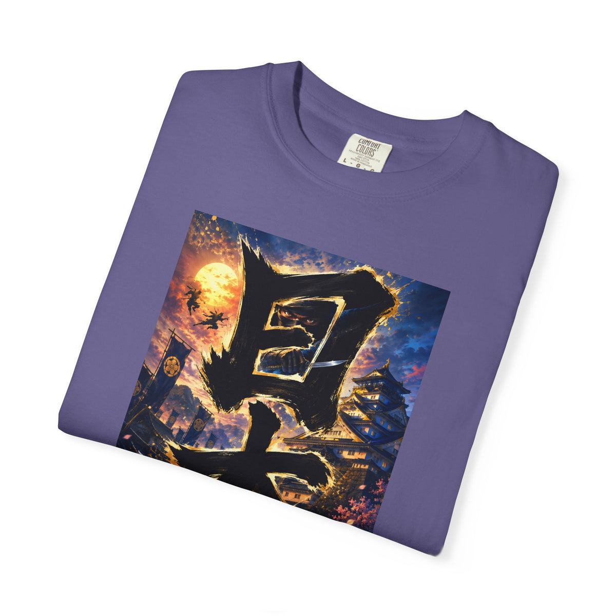 日本 書道・忍者・城デザイン Tシャツ｜和風アート｜ユニセックス コットンTシャツ