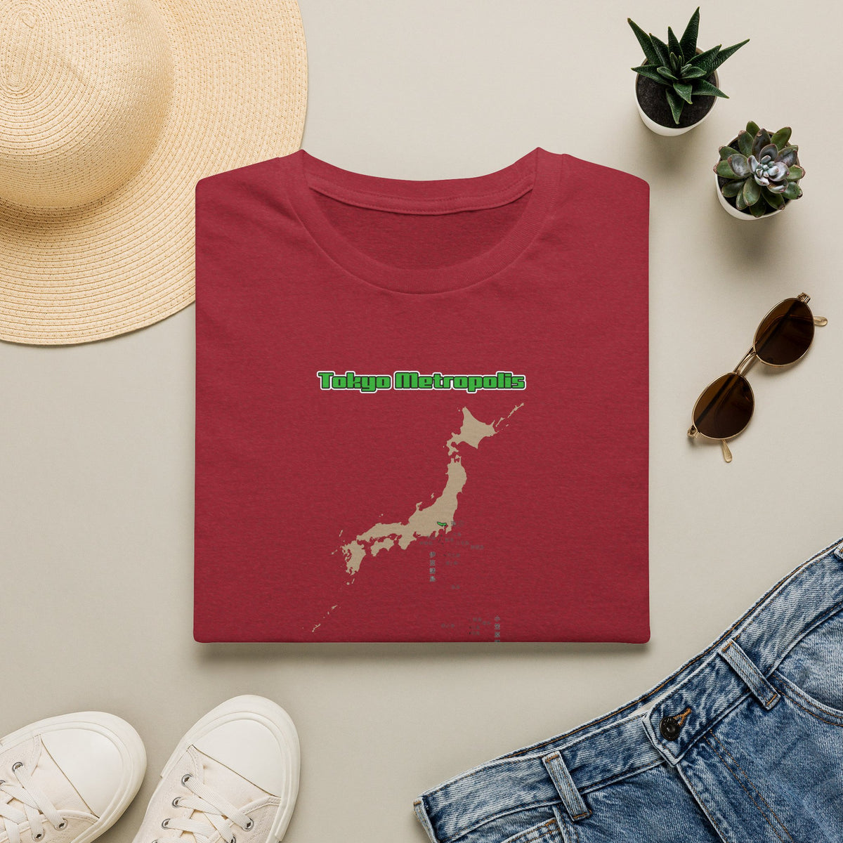 東京都 地図デザインTシャツ｜TOKYO METROPOLIS・伊豆諸島・小笠原諸島｜ユニセックス コットンTシャツ