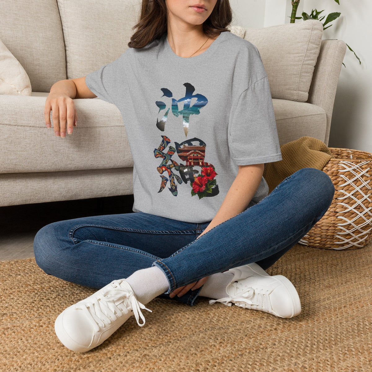 沖縄 風景漢字 Tシャツ｜大自然アート｜ユニセックス コットンTシャツ