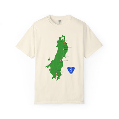 国道4号線 日本橋～青森ルートマップ Tシャツ｜ユニセックス コットンTシャツ