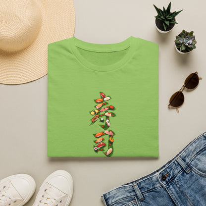 寿司 Sushi Kanji Art T-Shirt | Japanese Sushi & Shiso Leaf Design