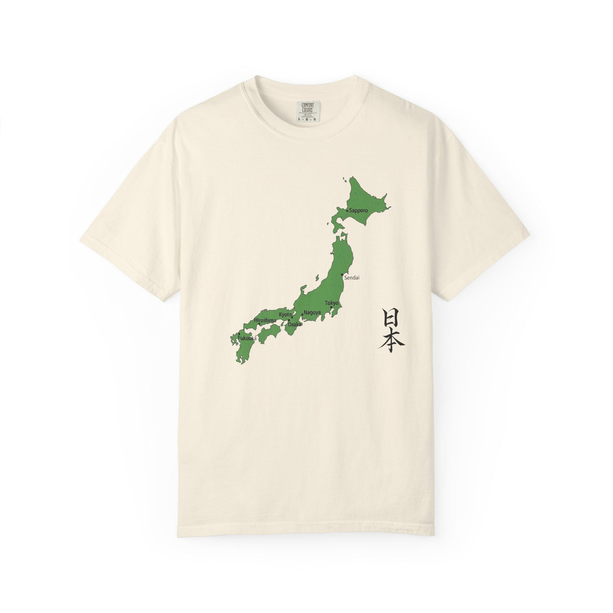 日本列島マップ Tシャツ｜主要都市入り｜Japan Map｜日本｜ユニセックス コットンTシャツ