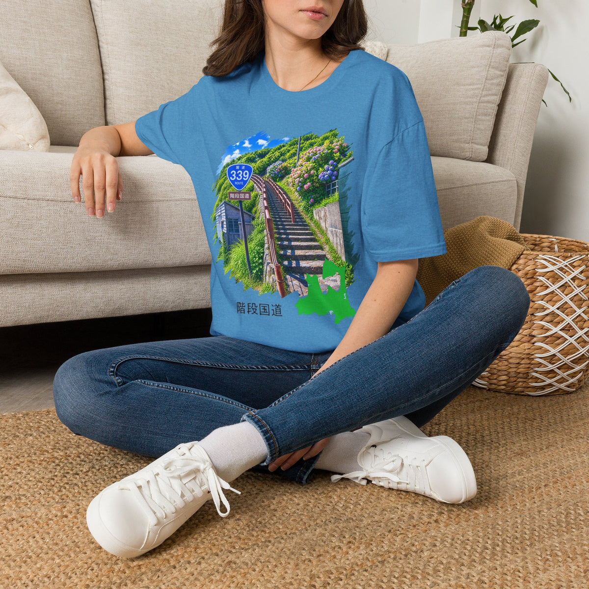 国道３３９号線　階段国道Tシャツ　 — 青森　道の駅４ヵ所ルートマップ