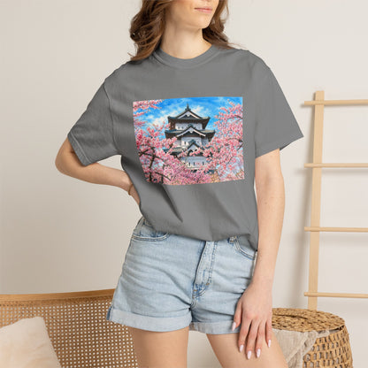 弘前城と桜 Tシャツ｜日本の春風景｜ユニセックス コットンTシャツ