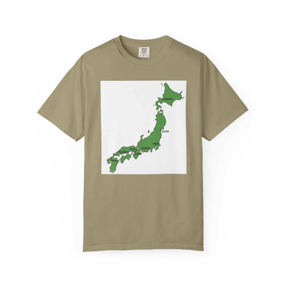 日本列島マップ Tシャツ｜主要都市入り｜Japan Map｜ユニセックス コットンTシャツ