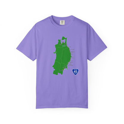 国道４５号線 仙台～青森ルートマップ Tシャツ｜ユニセックス コットンTシャツ