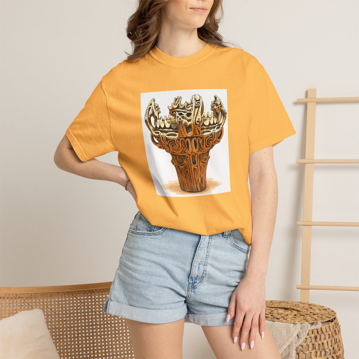 火焔型土器 Tシャツ｜縄文文化デザイン｜ユニセックス コットンTシャツ