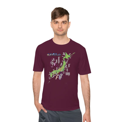 日本百名山マップTシャツ（チェックボックス付）｜100名山・標高記載・速乾ユニセックス・見やすさ重視マップ・ポリエステル１００％